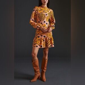 Farm Rio Palms Sweater Mini Dress in Pink Multi